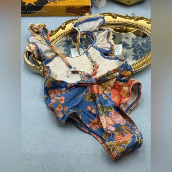 🆕 ZIMMERMANN KIDS 🧿 NWT August Trim Scoop 1PC, Dusty Blue Floral - Sz 1Y - Picture 7 of 12